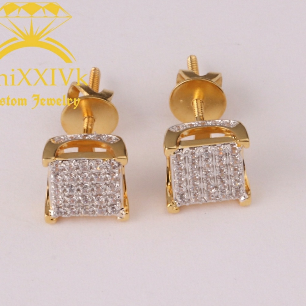 Iced Out Custom Square Studded Earrings